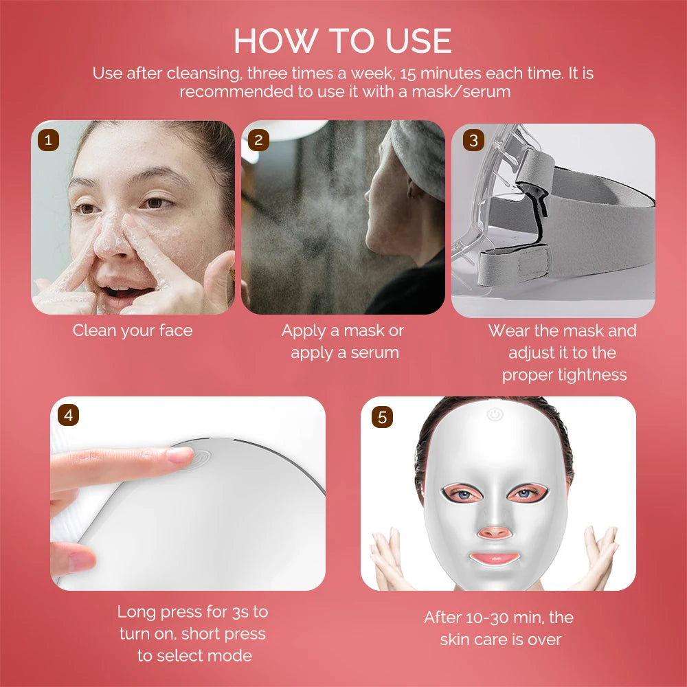 Masque Facial LED GlowSoft - Soin Anti-Age & Eclat de la Peau