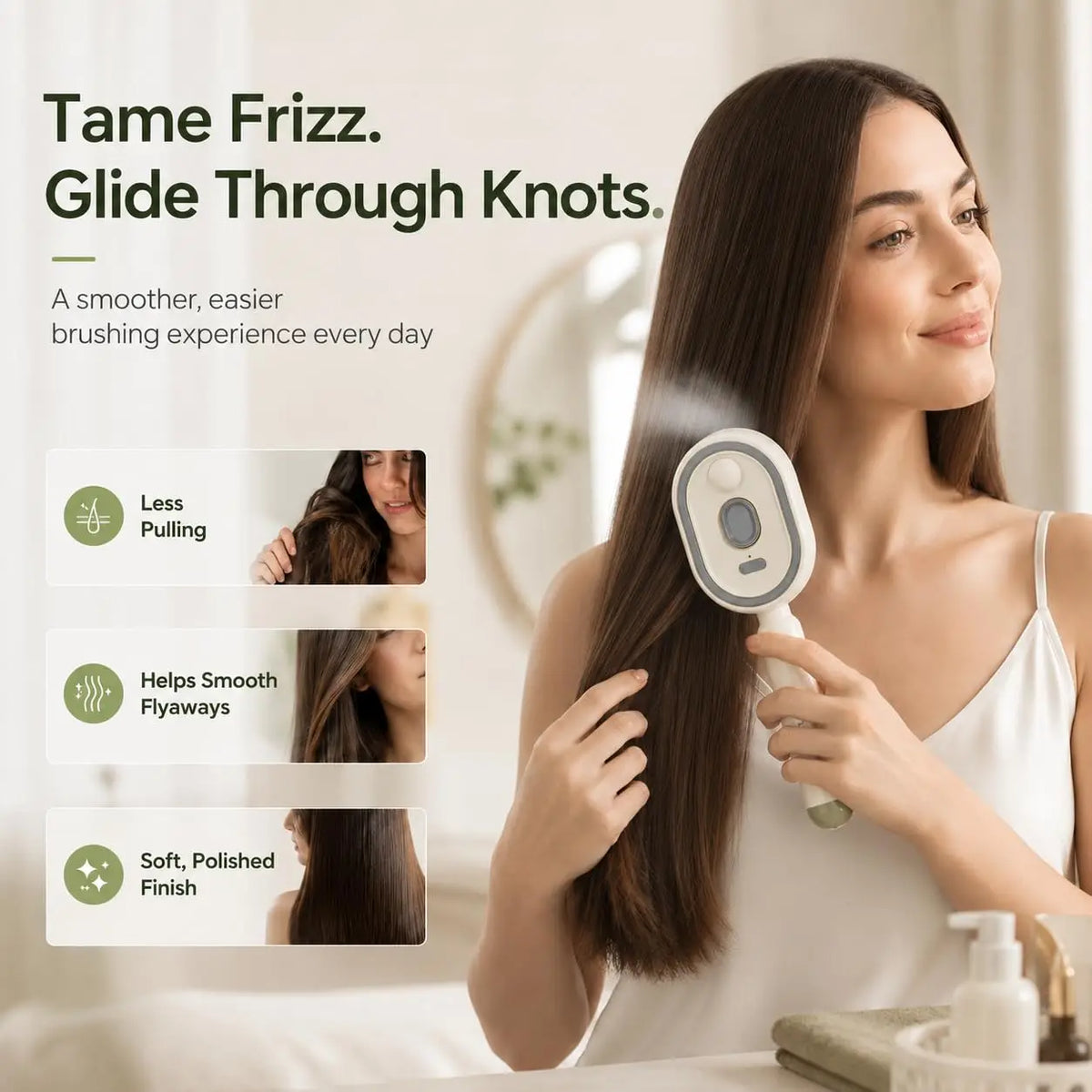 Peigne de Massage GlowSoft - Massage du cuir Chevelu & Brume Hydratante