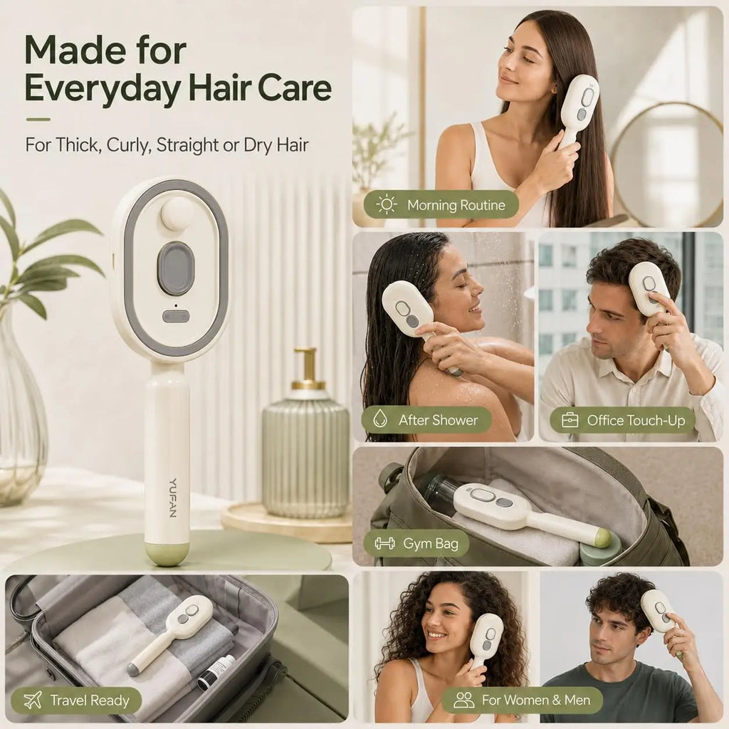 Peigne de Massage GlowSoft - Massage du cuir Chevelu & Brume Hydratante